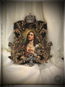 Glorious Sacred heart of Jesus Wall Plaque Assemblage